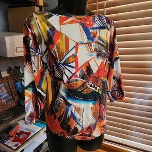 .Abstract Botanical Watercolor Print Blouse from Peck & Peck